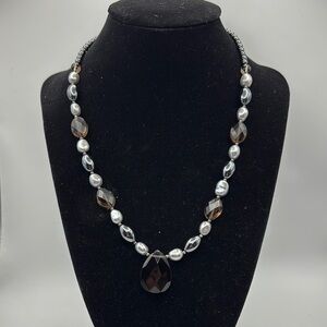 Lee Sands Sophisticated Smokey Quartz Beaded Necklace